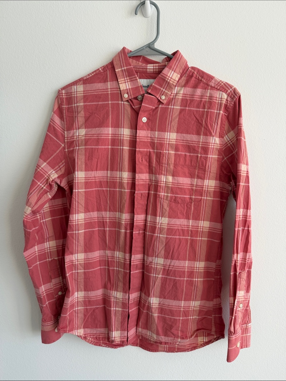 Goodfellow & Co Red and Cream Plaid Button-Down Shirt